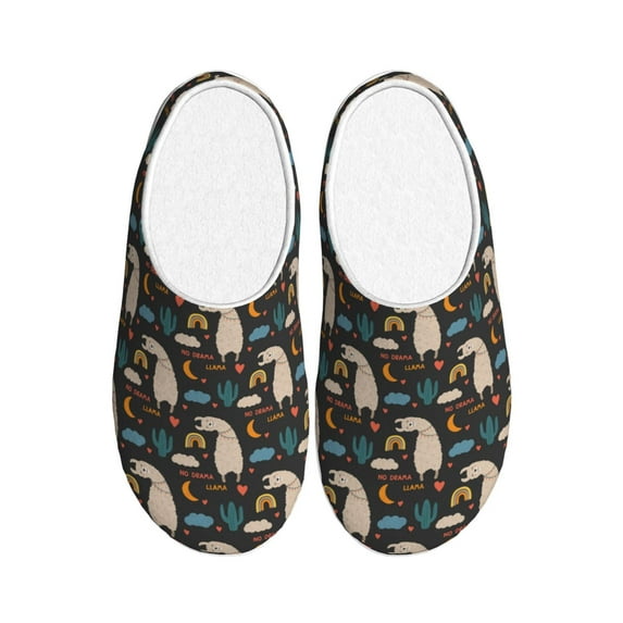 Disketp Cute Alpaca Women's Men's Slippers Plush Slip-On House Slipper for Winter Indoor Soft Cushion Non-slip Fluffy Slides Slippers-39/40