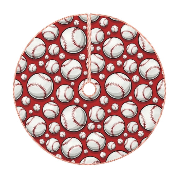 Disketp Cute Baseball Christmas Tree Skirt, Christmas Tree Decorations, Christmas Decor, Tree Mat Decoration(30-48IN)-30"