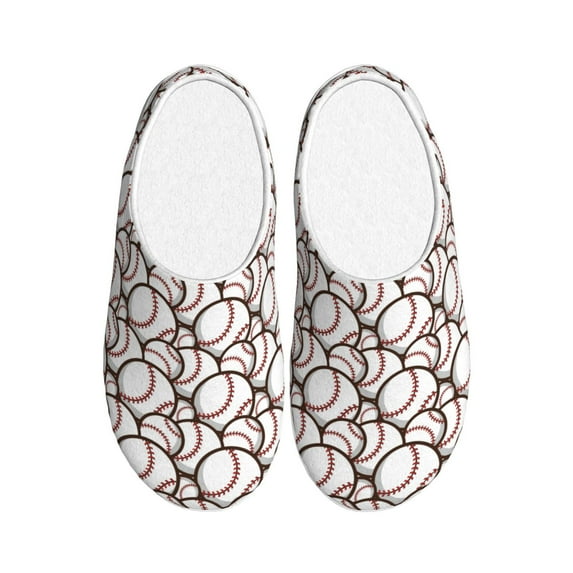 Disketp Cute Baseball Women's Men's Slippers Plush Slip-On House Slipper for Winter Indoor Soft Cushion Non-slip Fluffy Slides Slippers-37/38