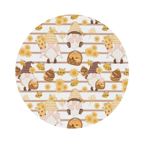 Disketp Cute Bee Gnome Funny Coasters,4 Pcs Leather Coasters With Holder, Perfect Housewarming Hostess Gifts,Protect Furniture From Water Marks Scratch