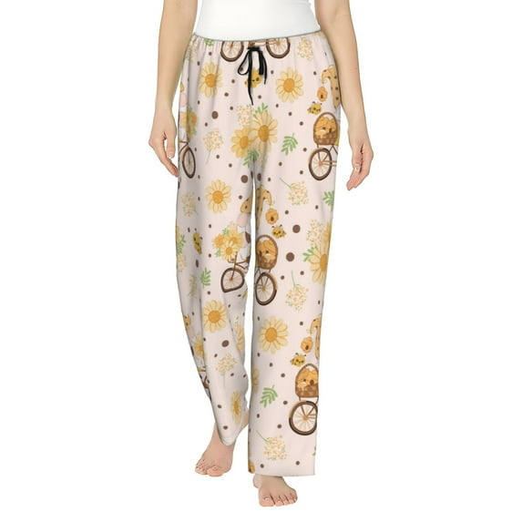 Disketp Cute Bee Gnome Print Women'S Comfy Pajama Pants Casual Drawstring Palazzo Lounge Wide Leg Pants