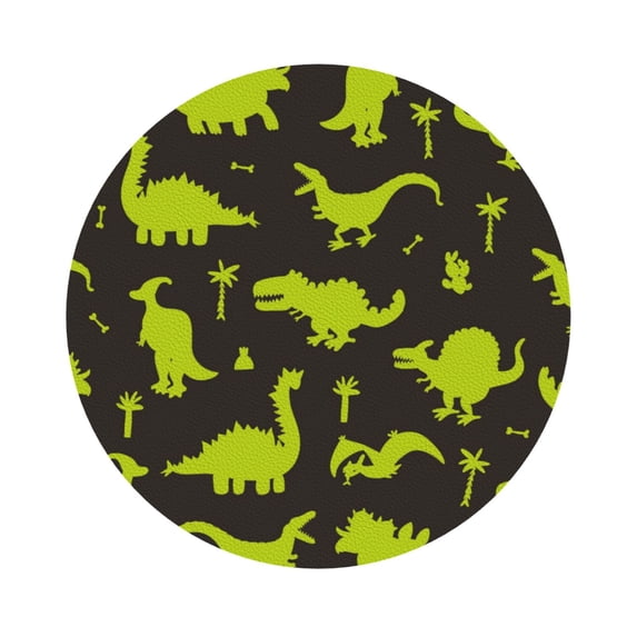 Disketp Cute Cartoon Dinosaurs Funny Coasters,6 Pcs Leather Coasters With Holder, Perfect Housewarming Hostess Gifts,Protect Furniture From Water Marks Scratch And Damage