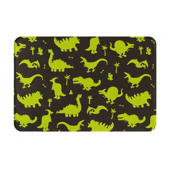 Disketp Cute Cartoon Dinosaurs Green Silhouette Pattern Mat For Front Door Outside - Doormat Outdoor Entrance - Welcome Mats Outdoor,Outside Entry And Outdoor Entrance 16''X24''