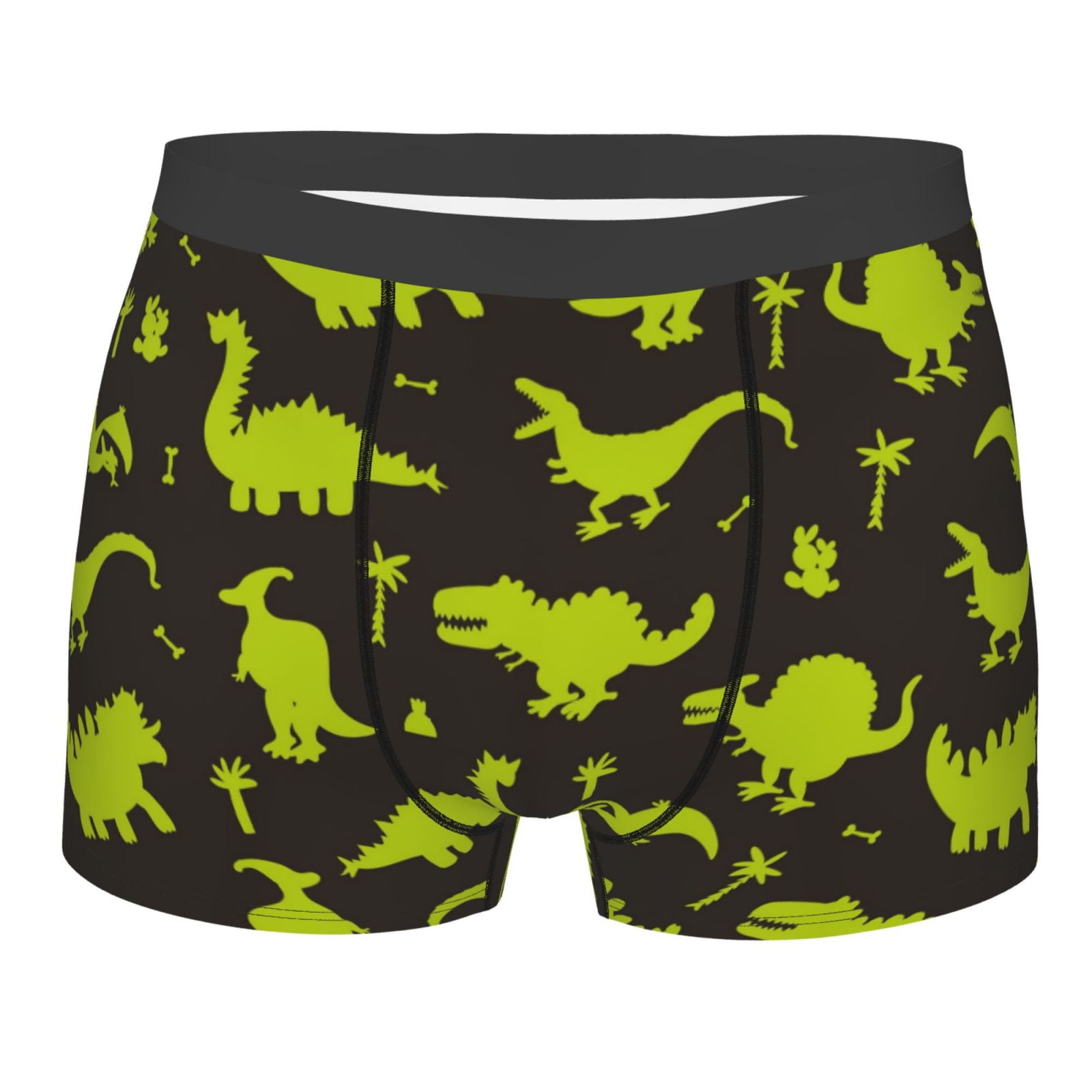 Disketp Cute Cartoon Dinosaurs Green Silhouette Pattern Men'S Boxer