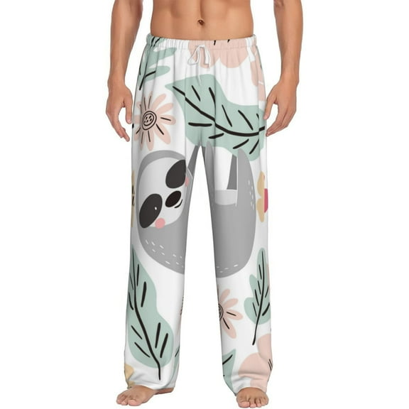Disketp Cute Cartoon Sloth Men'S Pajama Pants - Ultra Soft Fleece Sleep And Lounge Pants (Size: S-Xxl)