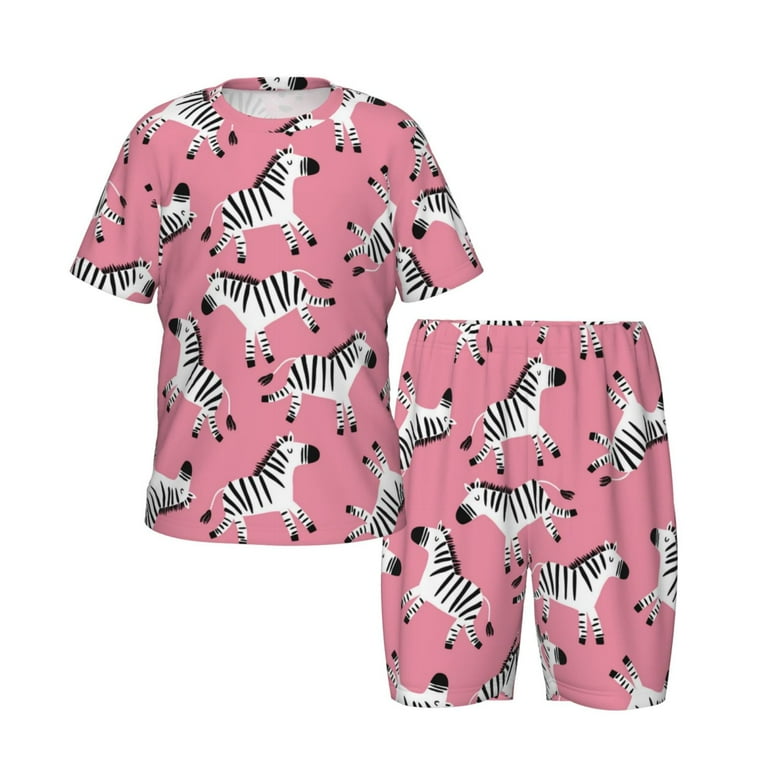 Disketp Cute Cartoon Zebra for Kids Short Sleeve Pajamas Kids Summer Pjs Children pajamas Small