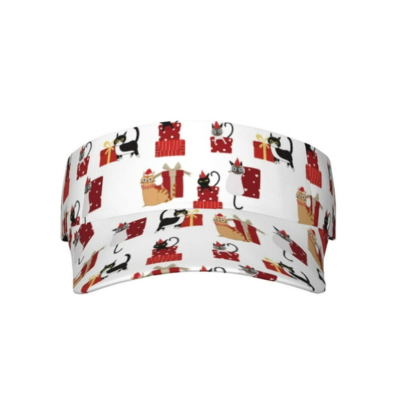 Disketp Cute Cat And Christmas Gift Sun Visors for Women Men Unisex Tennis Golf Visor Hat Adjustable Summer Hats Sport Outdoor Visor Hat UV Protection Cap