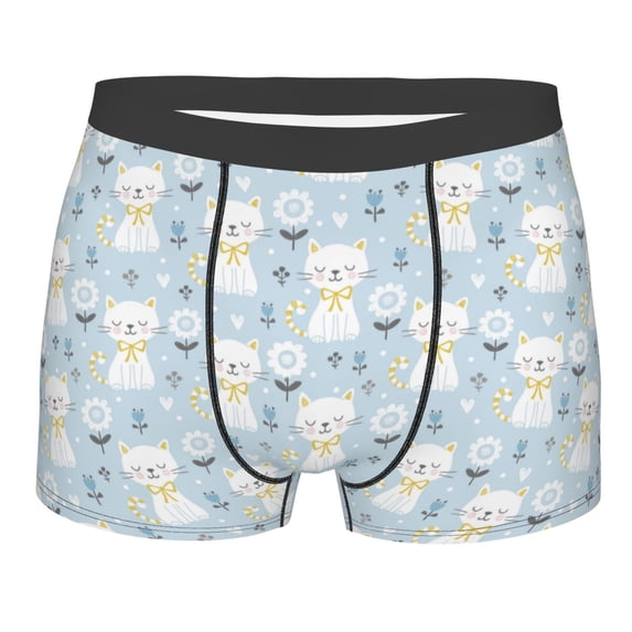 Disketp Cute Cat Men's Boxer Briefs,Soft and Breathable Cotton Underwear with ComfortFlex Waistband