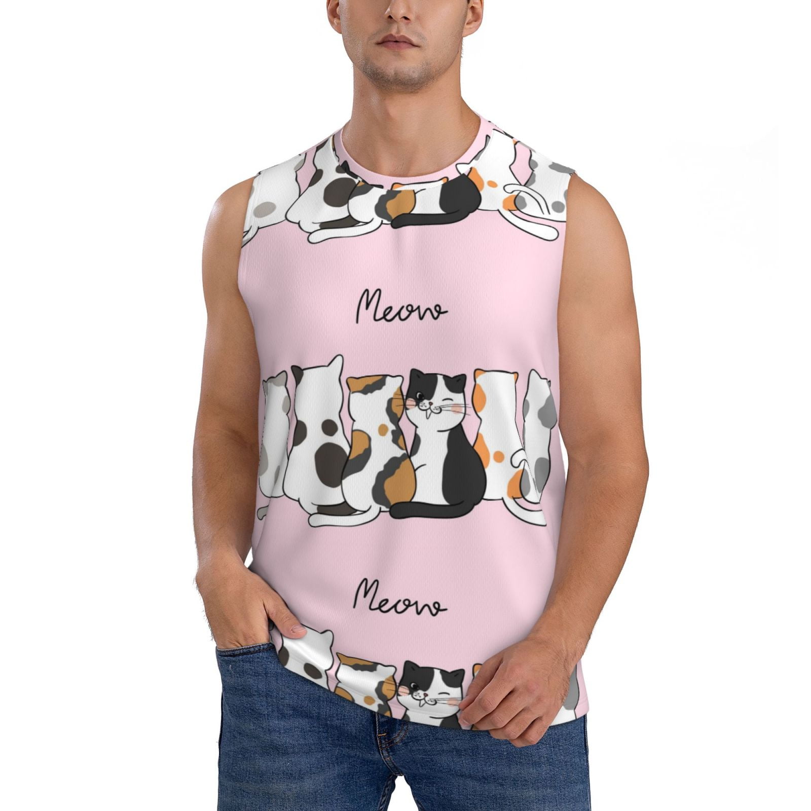 Disketp Cute Cats Sleeveless Tshirts For Men, Muscle Shirts For Men Dry