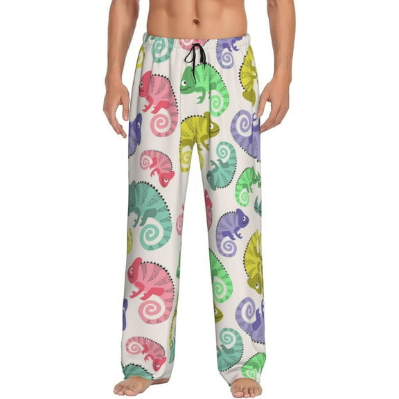 Disketp Cute Chameleons Men'S Pajama Pants - Ultra Soft Fleece Sleep And Lounge Pants (Size: S-Xxl)