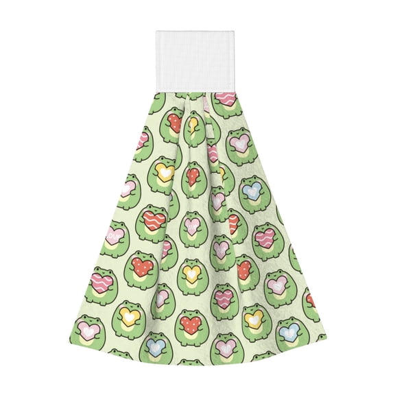Disketp Cute Chubby Frog Hanging Kitchen Towel Tie Towels Tea Bar Dish Cloths Dry Towel for Laundry Room Decor (18*14in)