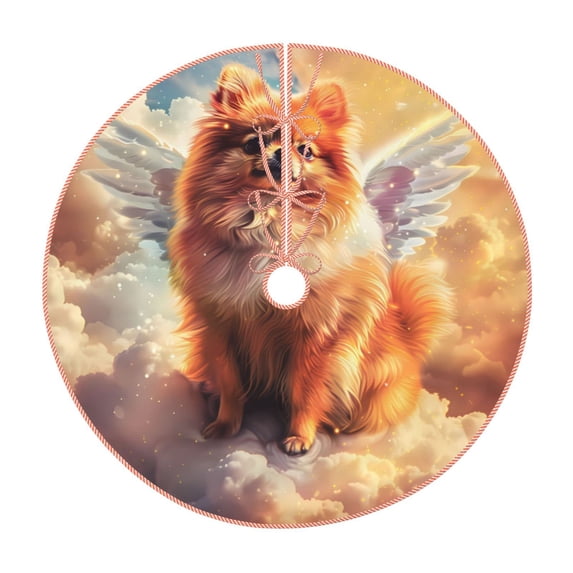 Disketp Cute Cloud Pomeranian Christmas Tree Skirt, Christmas Tree Decorations, Christmas Decor, Tree Mat Decoration(30-48IN)-30"