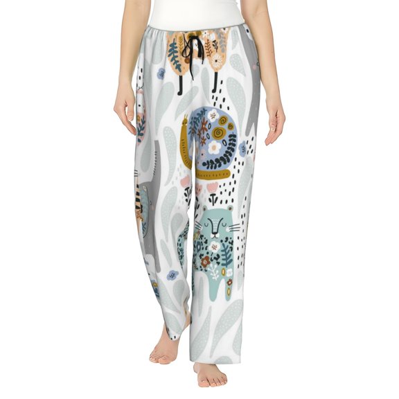 Disketp Cute Colorful Animal Print Women'S Comfy Pajama Pants Casual Drawstring Palazzo Lounge Wide Leg Pants