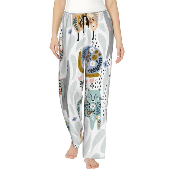 Disketp Cute Colorful Animal for Women's Pajama Pants - Ultra Soft Fleece Sleep and Lounge Pants (Size: S-3XL)-Large