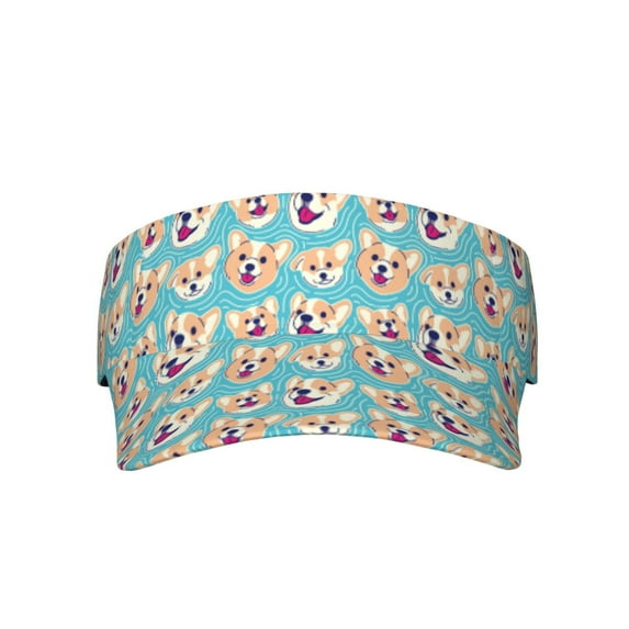 Disketp Cute Corgi Head Sun Visors for Women Men Unisex Tennis Golf Visor Hat Adjustable Summer Hats Sport Outdoor Visor Hat UV Protection Cap
