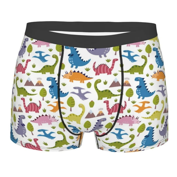 Disketp Cute Dinosaur Men's Boxer Briefs,Soft and Breathable Cotton Underwear with ComfortFlex Waistband