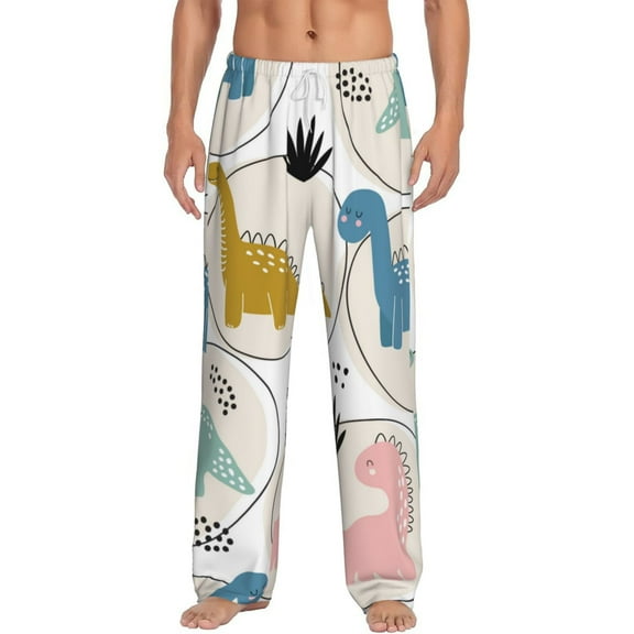 Disketp Cute Dinosaurs Men'S Pajama Pants - Ultra Soft Fleece Sleep And Lounge Pants (Size: S-Xxl)