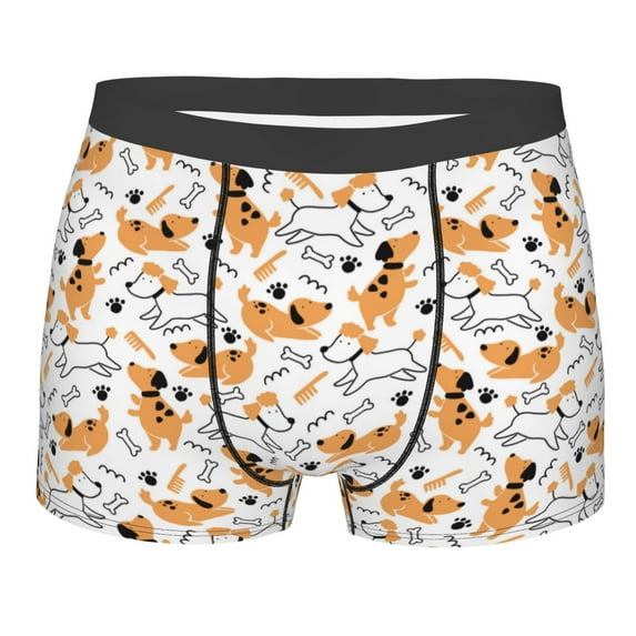 Disketp Cute Dog Men's Boxer Briefs,Soft and Breathable Cotton Underwear with ComfortFlex Waistband