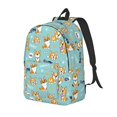 thumbnail image 1 of Disketp Cute Dogs Corgi Canvas Backpack Lightweight Travel Daypack Student Rucksack Laptop Backpack-Small, 1 of 5