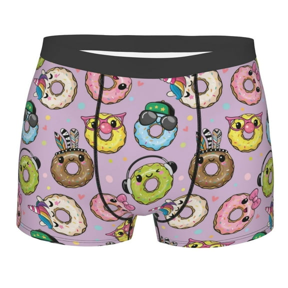 Disketp Cute Donuts Men's Boxer Briefs,Soft and Breathable Cotton Underwear with ComfortFlex Waistband