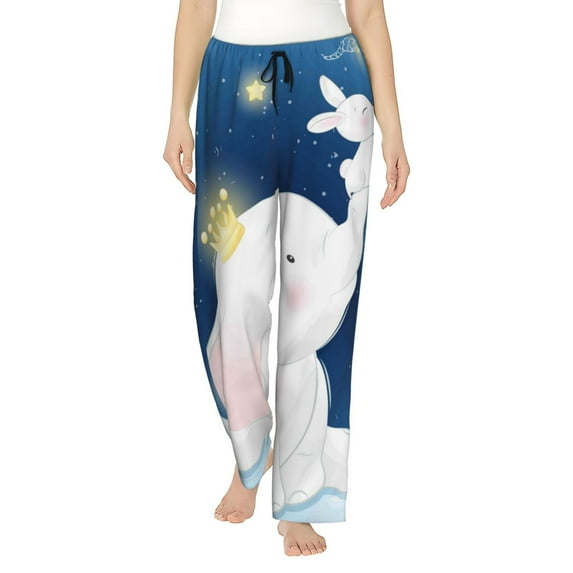Disketp Cute Elephant Print Women'S Comfy Pajama Pants Casual Drawstring Palazzo Lounge Wide Leg Pants