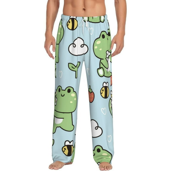 Disketp Cute Floral Frog Men'S Pajama Pants - Ultra Soft Fleece Sleep And Lounge Pants (Size: S-Xxl)