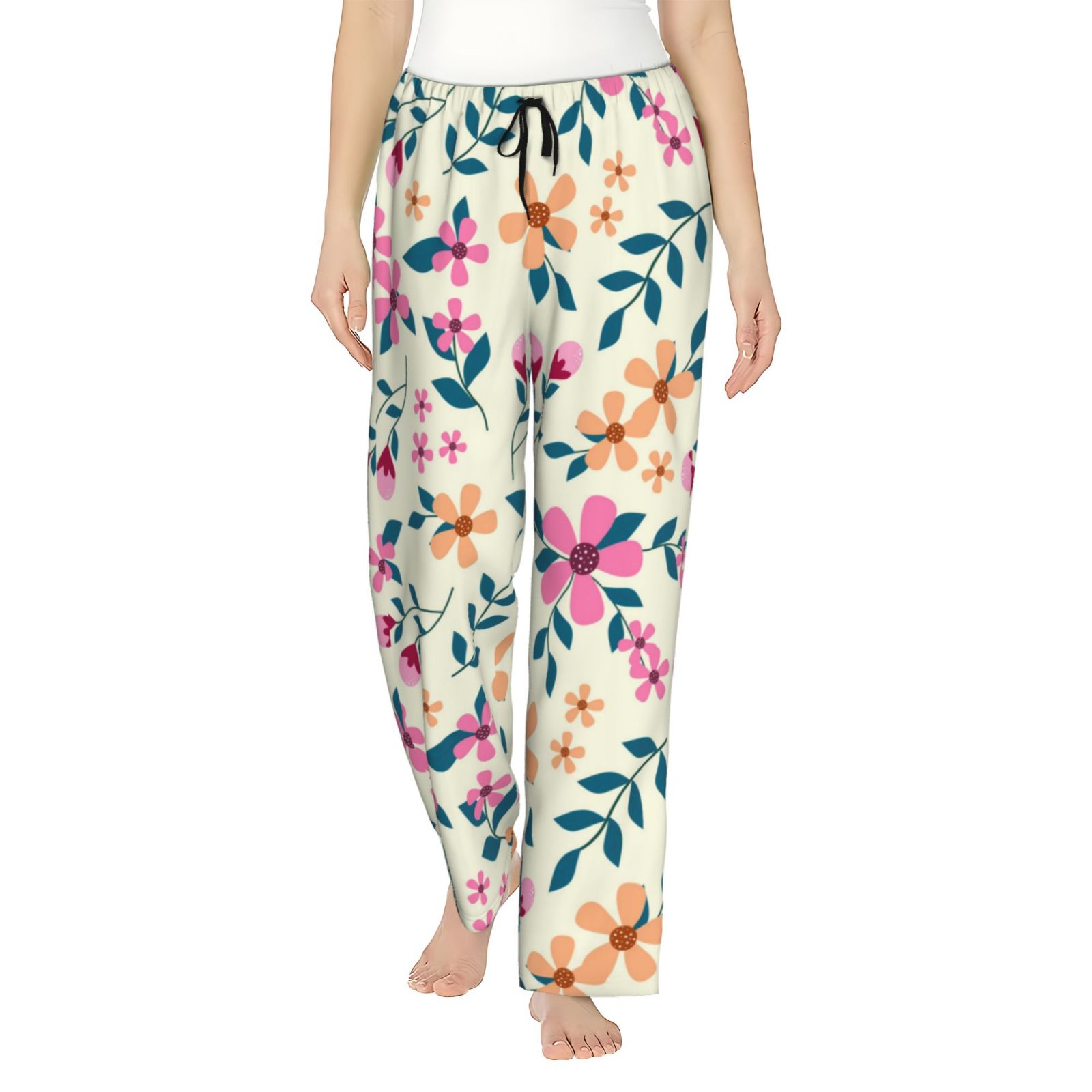 Disketp Cute Flower Print Women'S Comfy Pajama Pants Casual Drawstring ...
