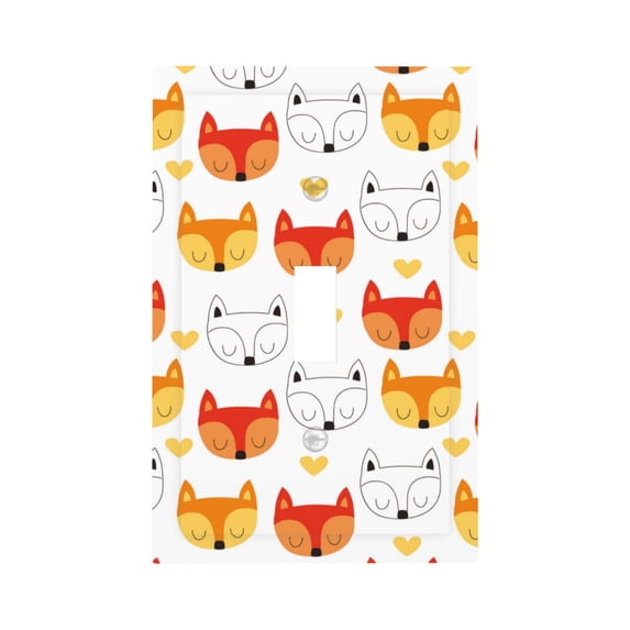 Disketp Cute Fox with Heart Decorator Light Switch or Receptacle Outlet Wall Plate Decorator Wall Plate Child Safe Outlet Cover-Style T