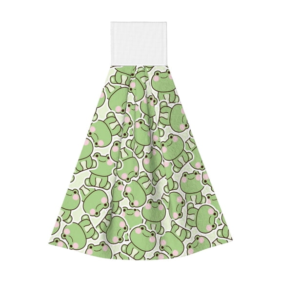 Disketp Cute Frog Hanging Kitchen Towel Tie Towels Tea Bar Dish Cloths Dry Towel for Laundry Room Decor (18*14in)