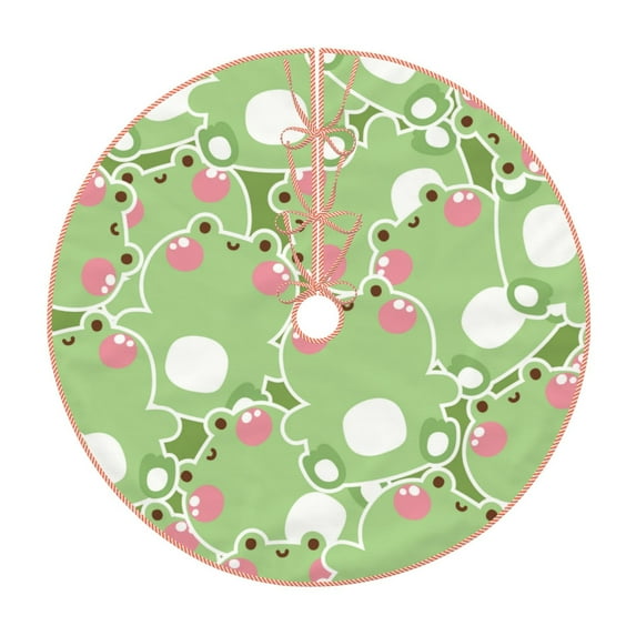 Disketp Cute Frog2 Christmas Tree Skirt, Christmas Tree Decorations, Christmas Decor, Tree Mat Decoration(30-48IN)-48"