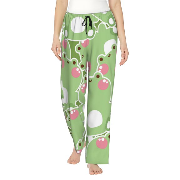 Disketp Cute Frog2 Print Women'S Comfy Pajama Pants Casual Drawstring Palazzo Lounge Wide Leg Pants