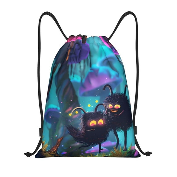 Disketp Cute Fuzzy Fantasy Creatures Drawstring Backpack Drawstring Gym Bags Draw String Bags for Sports, Gym, Travel, Swimming, Beach-Small