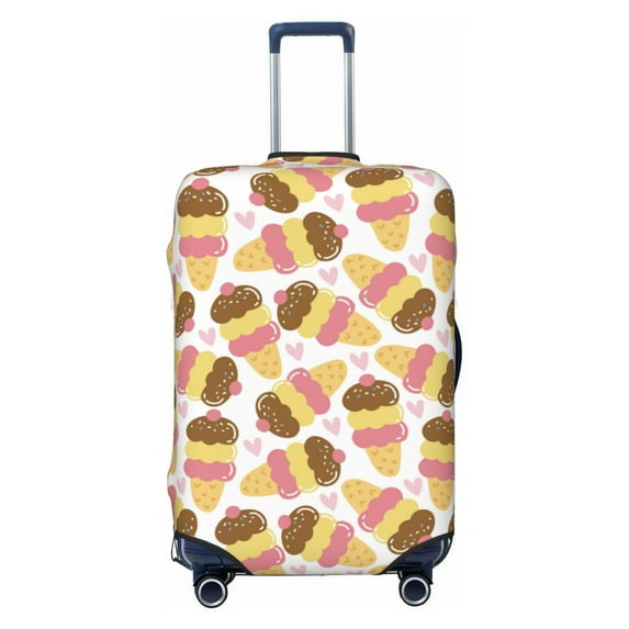 Disketp Cute Ice Cream Elastic Travel Luggage Cover Travel Suitcase Protective Cover For Trunk Case Apply To 18''-32'' Suitcase Cover-Large