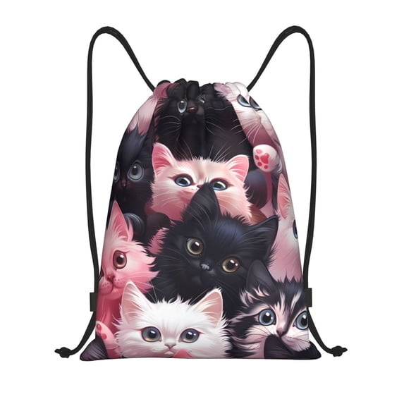 Disketp Cute Kittens Group Portrait Drawstring Backpack Drawstring Gym Bags Draw String Bags for Sports, Gym, Travel, Swimming, Beach-Medium