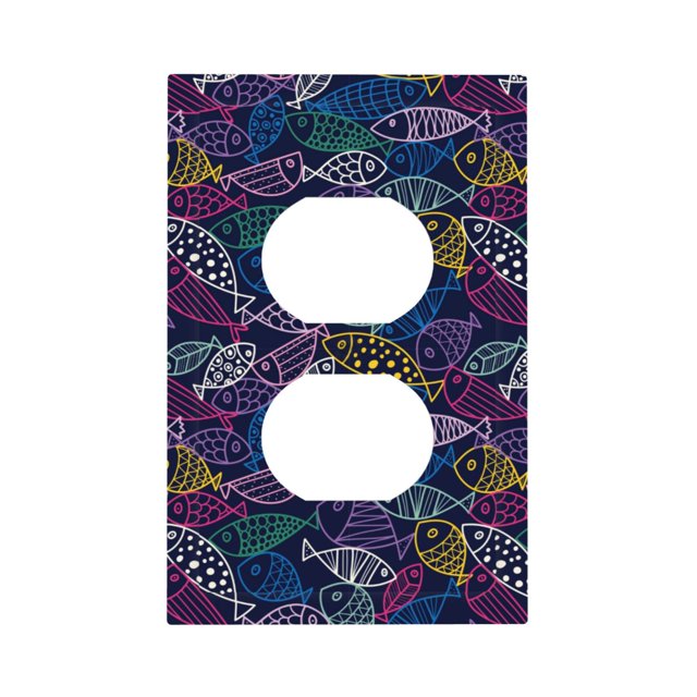 Disketp Cute Line Fish Decorative Light Switch or Outlet Wall Plate