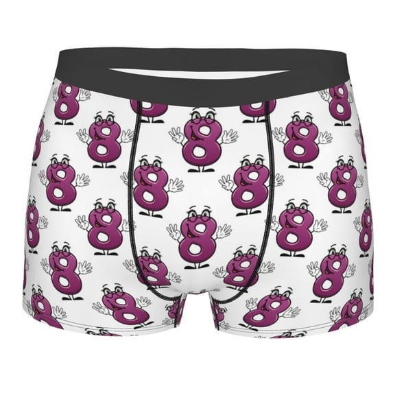 Disketp Cute Number 8 Men's Boxer Briefs,Soft and Breathable Cotton Underwear with ComfortFlex Waistband