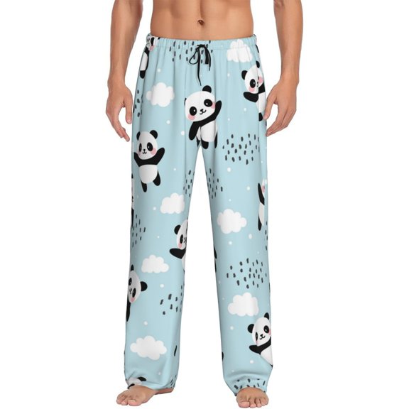 Disketp Cute Panda Bear Men'S Pajama Pants - Ultra Soft Fleece Sleep And Lounge Pants (Size: S-Xxl)