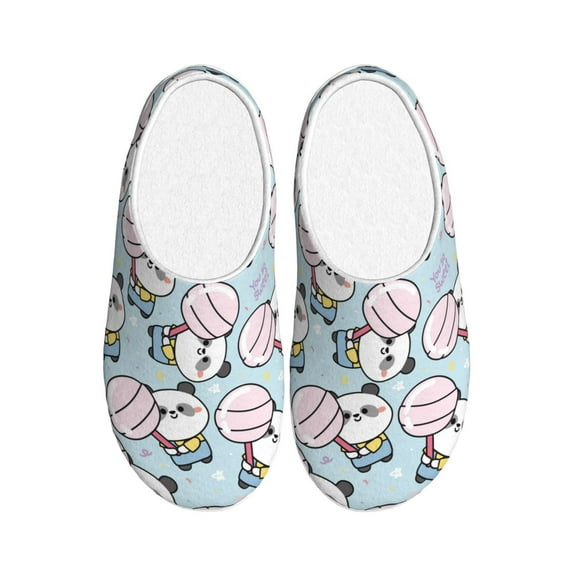 Disketp Cute Panda Bear Women's Men's Slippers Plush Slip-On House Slipper for Winter Indoor Soft Cushion Non-slip Fluffy Slides Slippers-13
