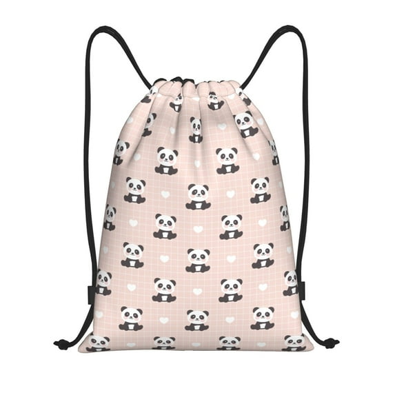 Disketp Cute Panda Drawstring Backpack Drawstring Gym Bags Draw String Bags for Sports, Gym, Travel, Swimming, Beach-Small