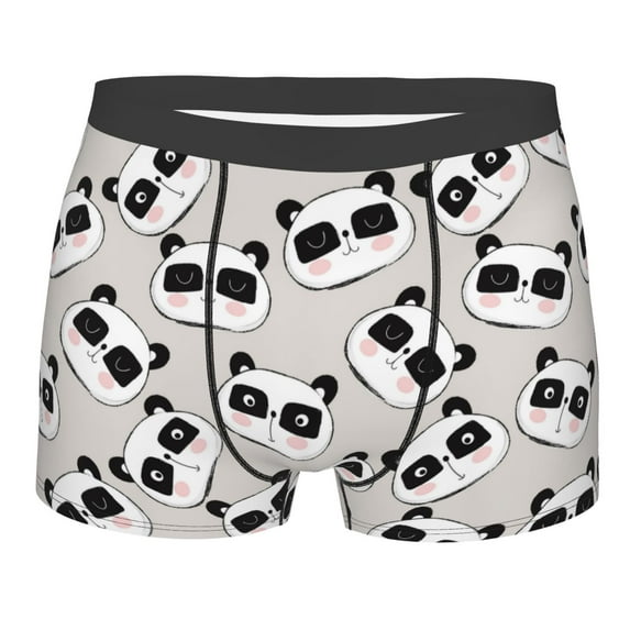 Disketp Cute Panda Men's Boxer Briefs,Soft and Breathable Cotton Underwear with ComfortFlex Waistband