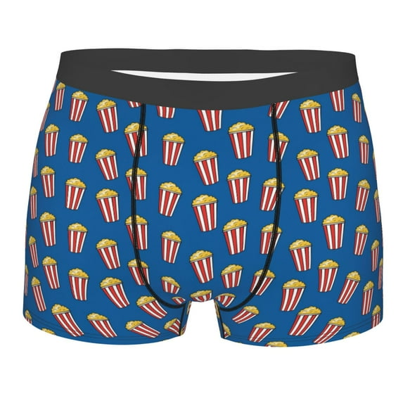 Disketp Cute Popcorn Men's Boxer Briefs,Soft and Breathable Cotton Underwear with ComfortFlex Waistband