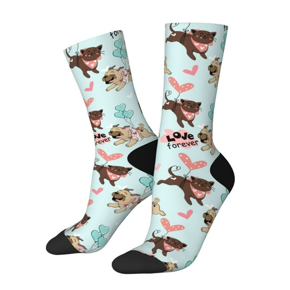 Disketp Cute Pug Dogs Unisex Crew Socks Lightweight Breathable Ventilation Ankle Socks, Mid-calf socks for Daily
