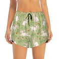 thumbnail image 1 of Disketp Cute Rabbit And Flower Print Women's Shorts Workout Shorts for Athletic Gym Running Shorts with Phone Pockets, 1 of 8