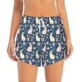 thumbnail image 1 of Disketp Cute Rabbit Floral Print Women's Shorts Workout Shorts for Athletic Gym Running Shorts with Phone Pockets Large, 1 of 8