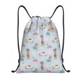 thumbnail image 1 of Disketp Cute Snowflake Dachshund Drawstring Backpack Drawstring Gym Bags Draw String Bags for Sports, Gym, Travel, Swimming, Beach-Small, 1 of 6