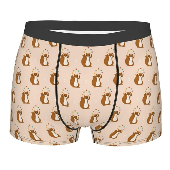 Disketp Cute Squirrel Men's Boxer Briefs,Soft and Breathable Cotton Underwear with ComfortFlex Waistband