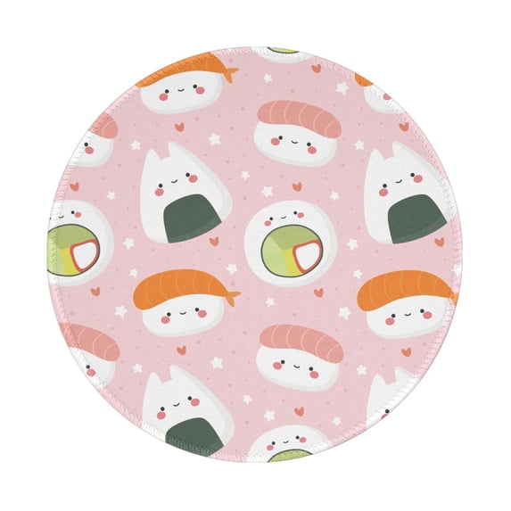 Disketp Cute Sushi Small Mouse Pad 7.9x7.9 Inches,Washable Round Mousepad For Office Laptop Computer,Non-Slip Rubber Base Mouse Pads For Wireless Mouse