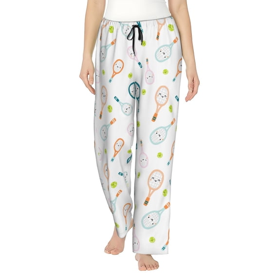 Disketp Cute Tennis Rackets for Women's Pajama Pants - Ultra Soft Fleece Sleep and Lounge Pants (Size: S-3XL)-Medium