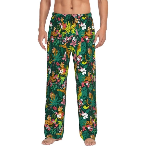 Disketp Cute Tribal Leopards Men's Pajama Pants - Ultra Soft Fleece Sleep and Lounge Pants (Size: S-XXL)