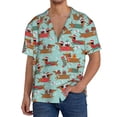thumbnail image 1 of Disketp Dachshund Christmas Play Men's Hawaiian, Shirts Button Down Holiday Beach Shirts-{sizeName}-XX-Large, 1 of 5